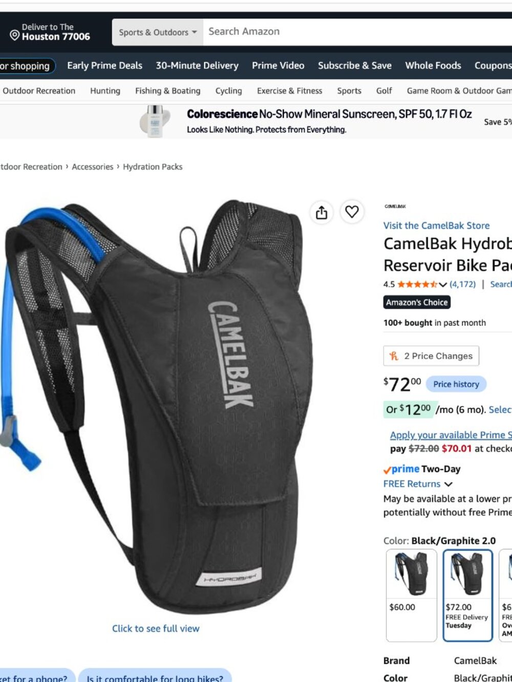 CamelBak Black Hydration Backpack with Blue Tube NWOT